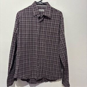 Canali Red and Gray Dress Shirt Size Large